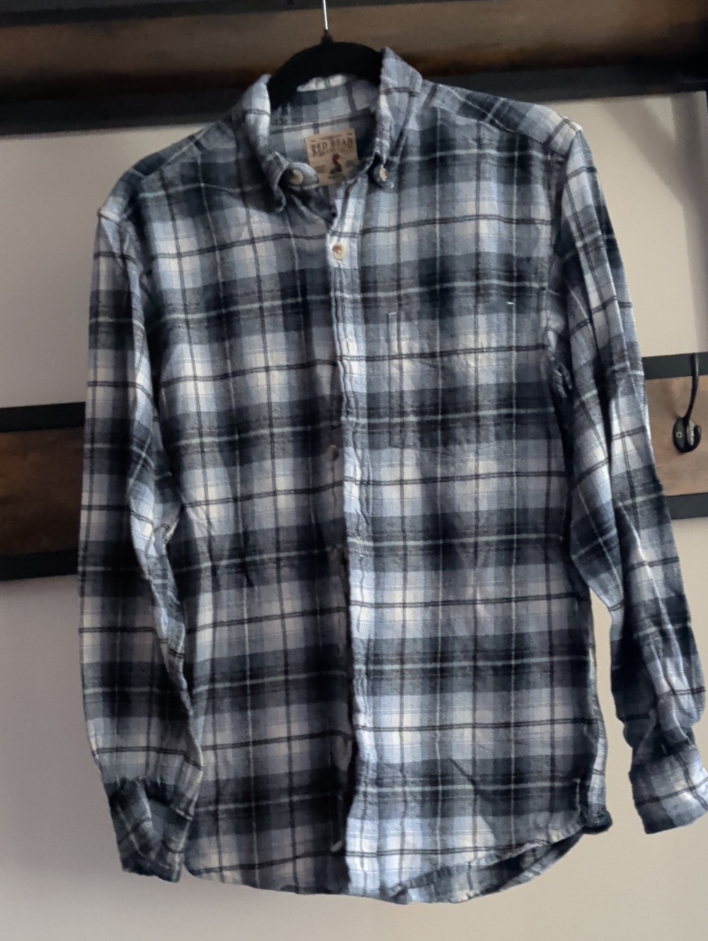 Men's Blue and Gray Plaid Button-Down Shirt